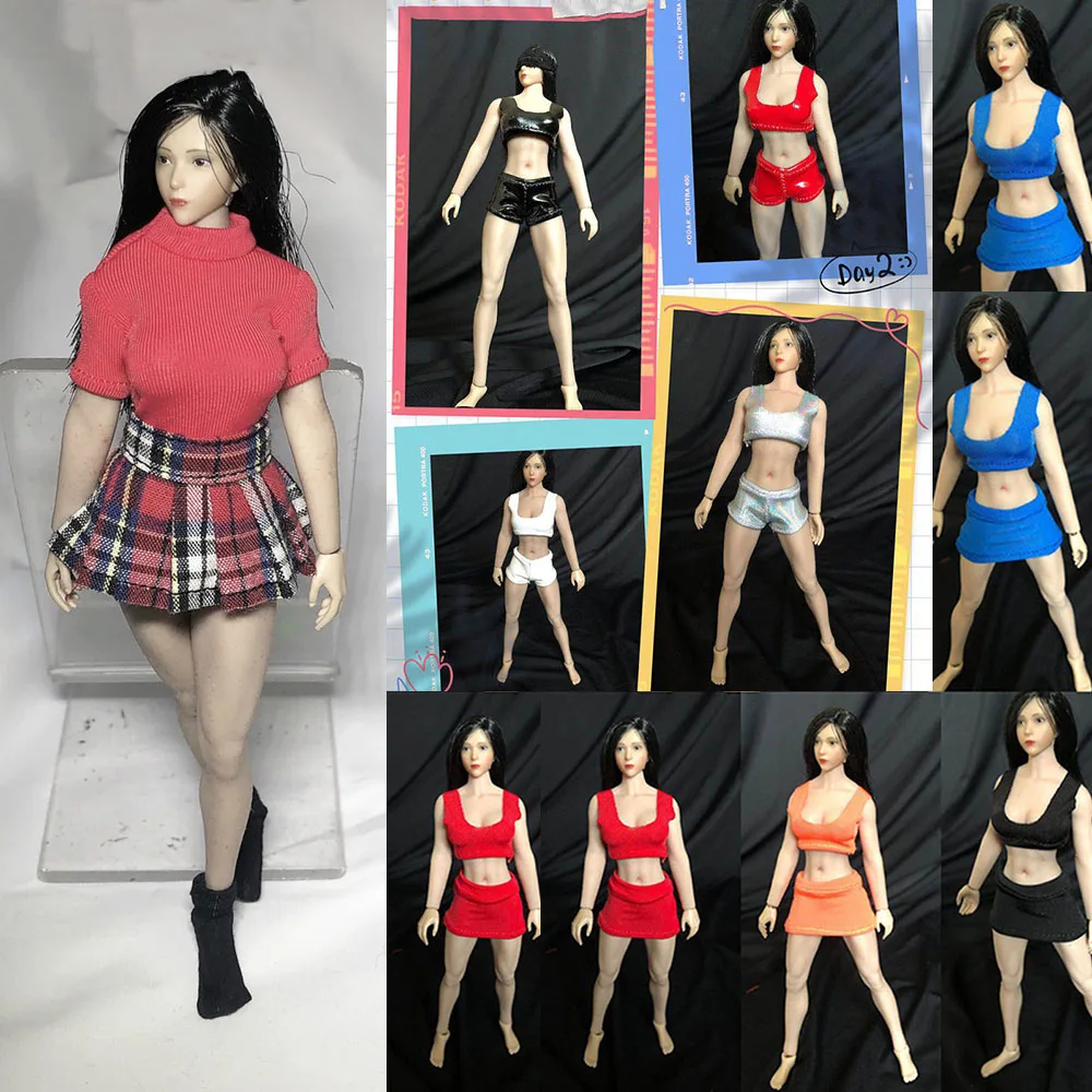 

1/12 Female Solider T-Shirt Clothes Hot Pants Skirt Suits Sports Outfit Racer Back Vest Sexy For 6"Action Figure Model