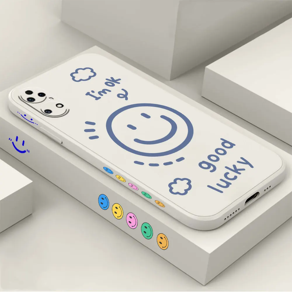 Happy Smile Face Phone Case For Huawei P60 P50 P40 P30 P20 Mate 50 40 30 20 20X 10 Colour Liquid Silicone Cover Funda Cqoue Capa
