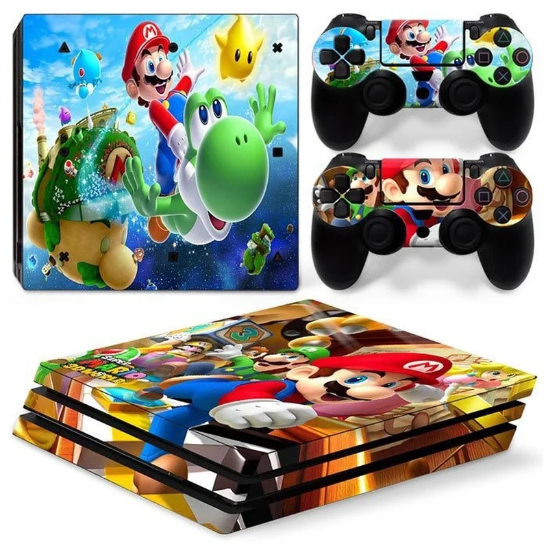 Мультяшные цветные наклейки Super Mario PS4 Pro для консоли тематические на все тело
