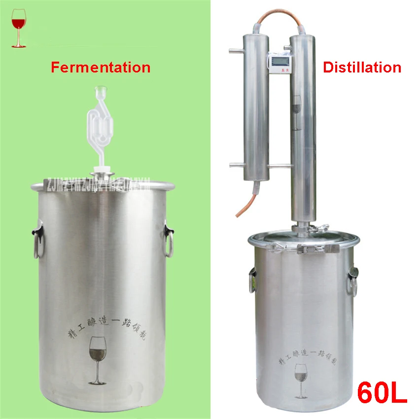 

304 Stainless Steel 60L Moonshine Distiller Tower Red Copper Cooling Coil At Home Brewing Vodka Whiskey Brandy Distiller