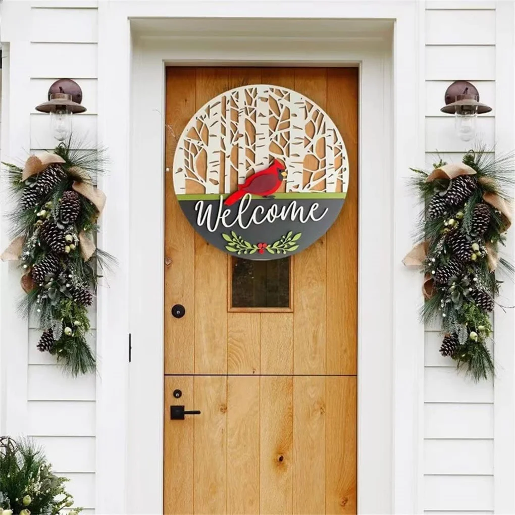 

Дверная вешалка, подвесная декоративная круглая вывеска, доска на Рождество, День Рождения вечерние сезонное украшение, двор, художественн...