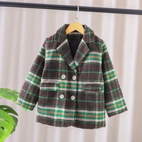 girls wool coat jacket outerwear 2022 green warm thicken plus velvet winter autumn cotton%c2%a0school teenagers childrens clothing