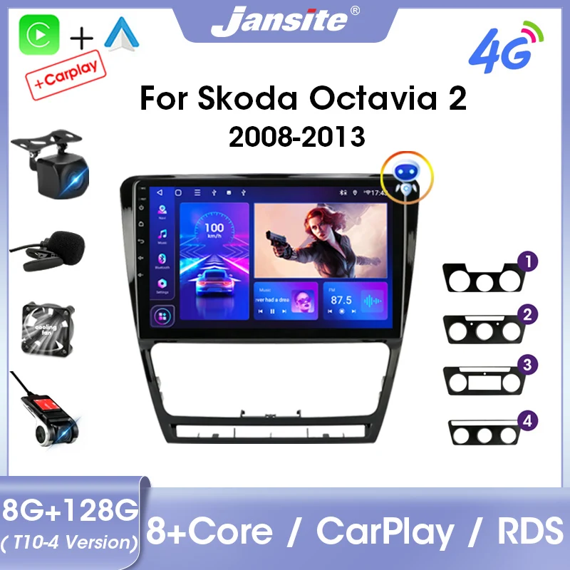 

Jansite 2 Din Andriod 11 Car Radio Multimedia Video Player For SKODA Octavia 2 2008-2013 Carplay RDS Auto DVD Stereo IPS Screen