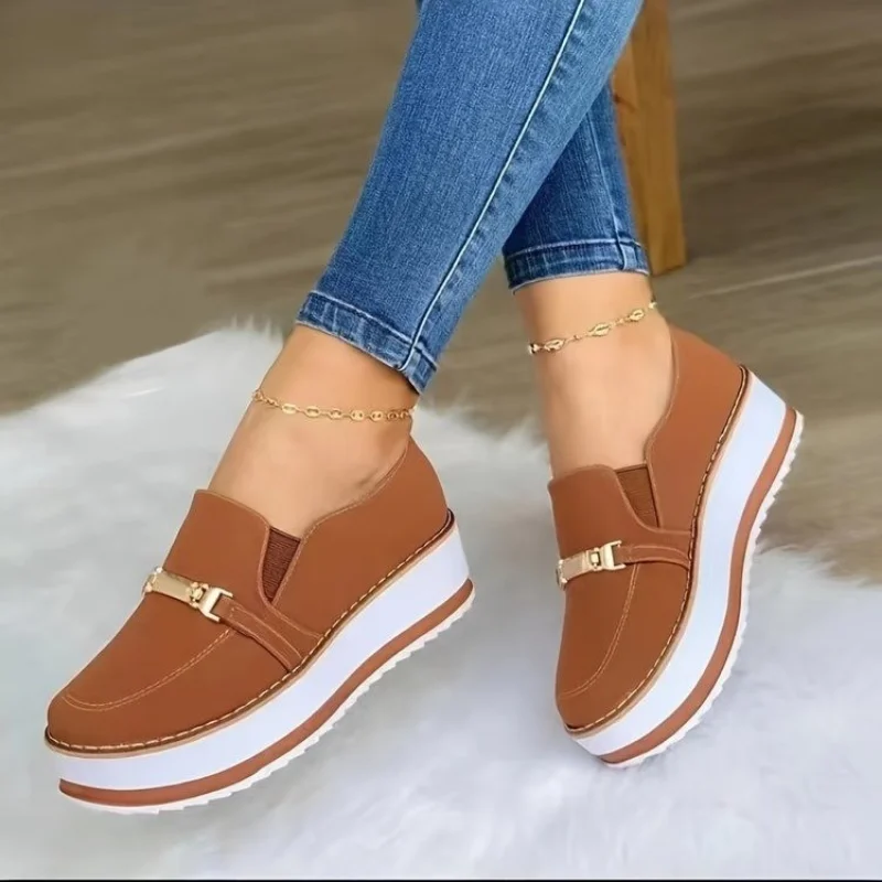 

2022 Fashion Spring and Autumn Women's Shoes Thick Sole Single Shoes Shallow Mouth Women's Casual Sports Shoes Zapatos De Mujer
