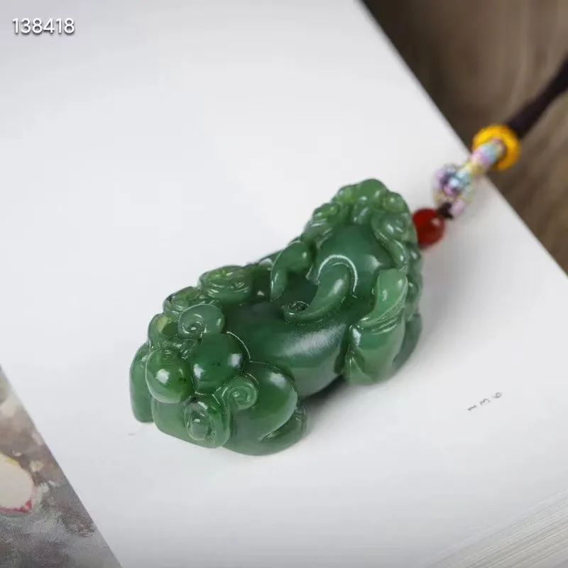 Новинка 100% натуральный голубой зеленый гетянь Нефритовая гравировка кулон