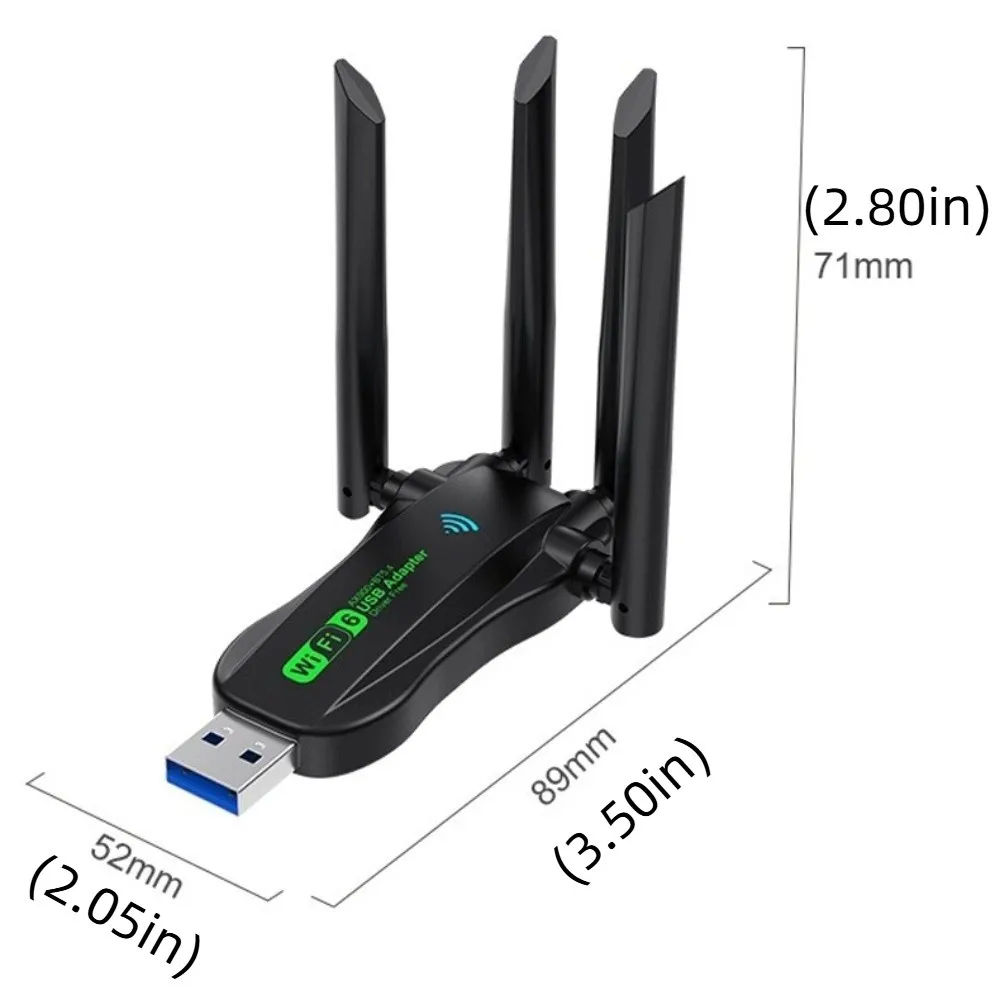USB-адаптер AX900 Dual Band WiFi6 с 4 антеннами, Bluetooth 5.4, 900 Мбитс, Wi-Fi донгл, USB-интерфейс, без драйверов, беспроводная сетевая карта (art.: 3920db1df3e1a) - 3920db1df3e1a