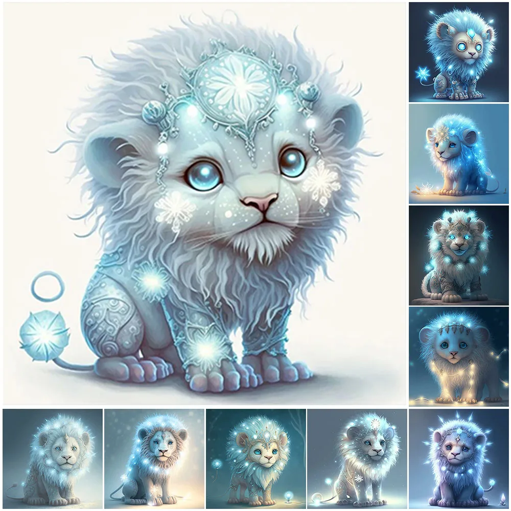 

5D Diy Diamond Painting Cute Lion Full Rhinestones Embroidery Mosaic Art Cross Stitch Kits Home Decor New Arrivals 2023