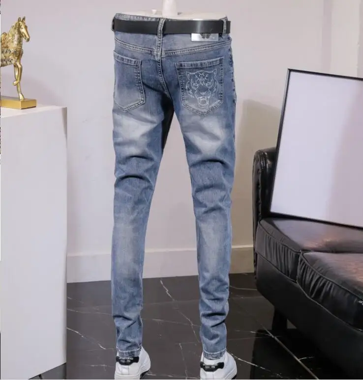 Мужские джинсы стразы Повседневные Удобные мужские брюки высокого качества