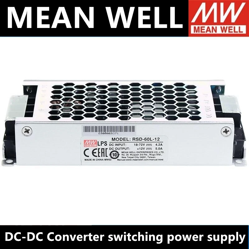 MEAN WELL RSD-60H/60L/60G-12/24 источник питания постоянного тока 60 Вт 36 В 48 В до 5 в 12 В 3,3, высокая надежность, абсолютно новый