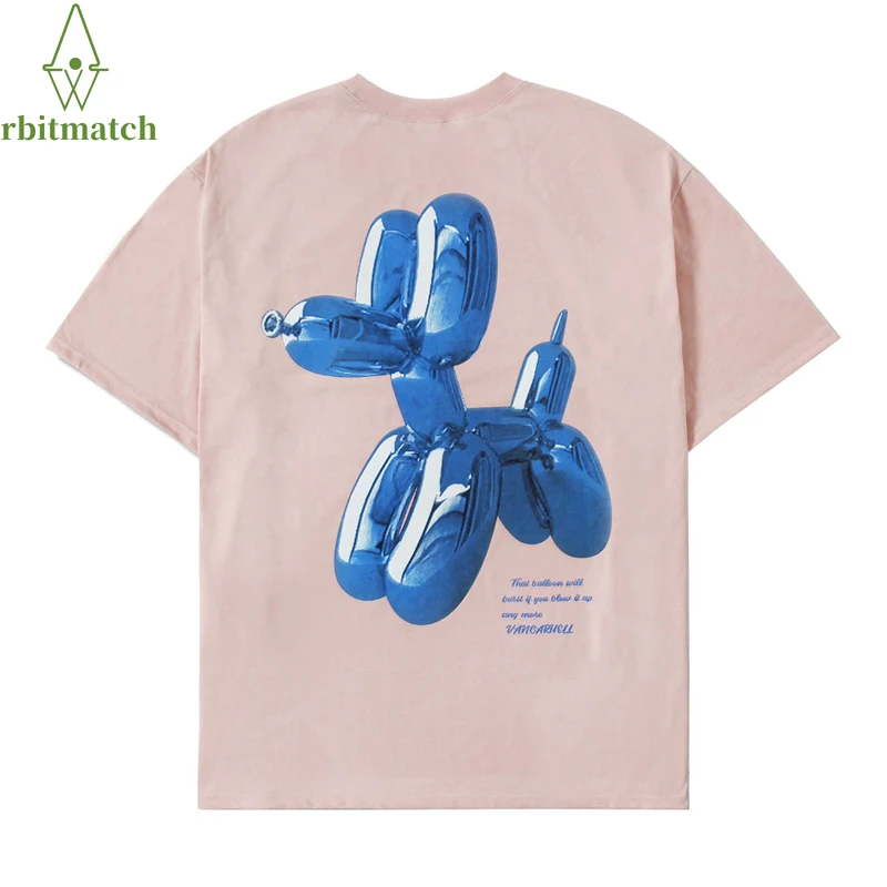 

Summer Tees Shirts Streetwear 3D Balloon Dog Print Cotton Tshirts Men Hip Hop Harajuku Short Sleeve T-Shirts Casual Loose Tops