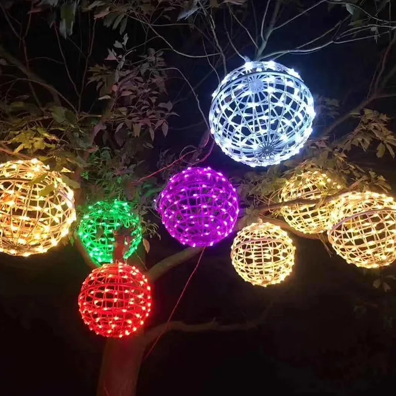 Waterproof LED rattan ball outdoor round ball light Landscape hanging tree ball light christmas decorations  wedding GL375