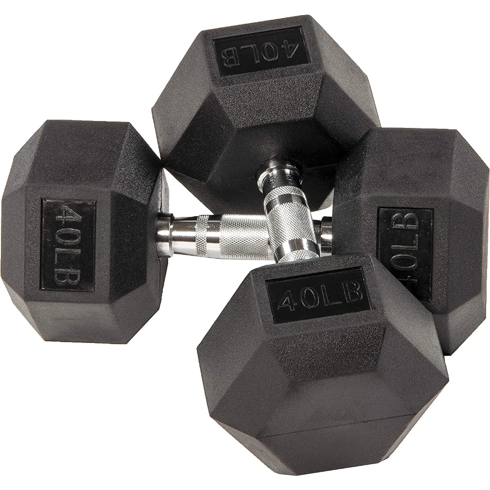 

Rubber Coated Hex Dumbbell Weight Set and Storage Rack, Multiple Packages