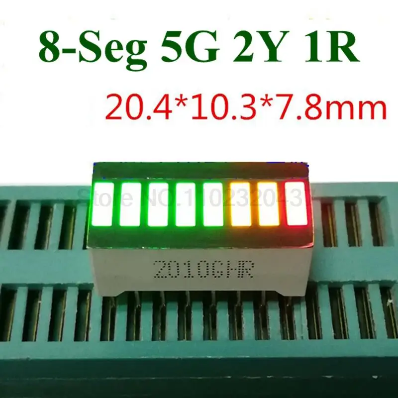 

20pcs LED Bar Display 8 Segment Array Numbers LED 5green 2yellow 1Red Signs Display Bar Graph Segment LED