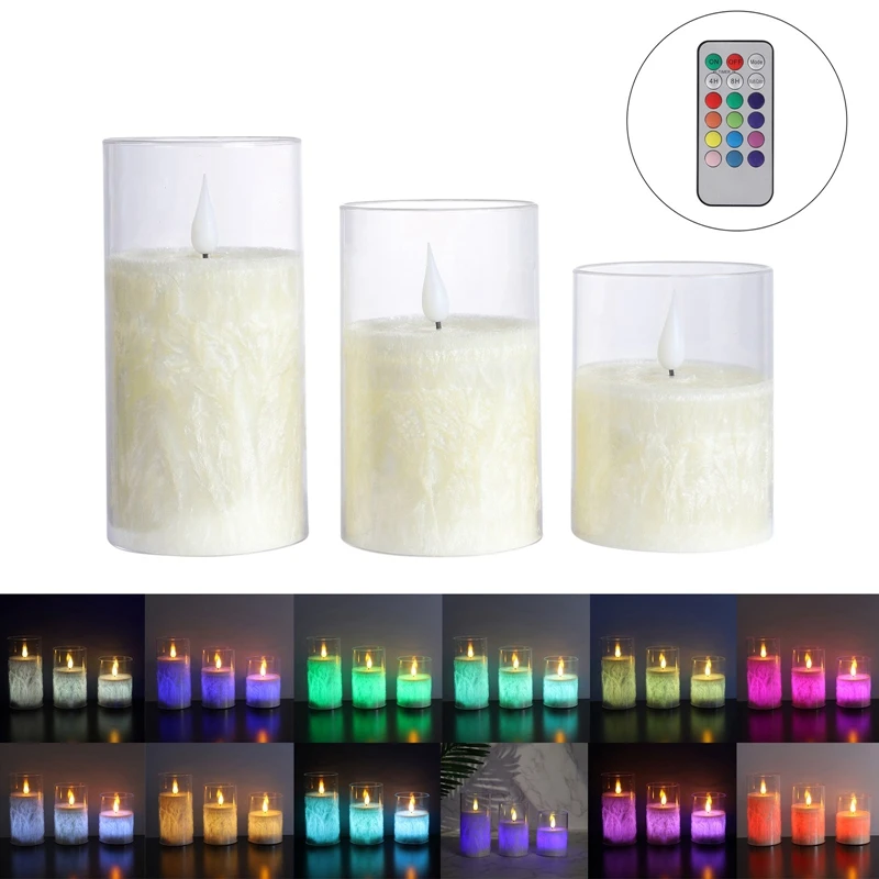 

3Pcs/Set Remote Control LED Flameless Candle Lights New Year Candles Battery Powered Led Tea Lights Easter Candle With Packaging