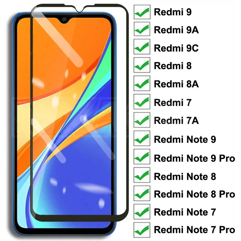 

9D Tempered Glass For Xiaomi Redmi 9 9A 9C 8 8A 7 7A Screen Protector Glass Redmi 10X Note 8 8T 7 9S 9 Pro Max Protective Glass
