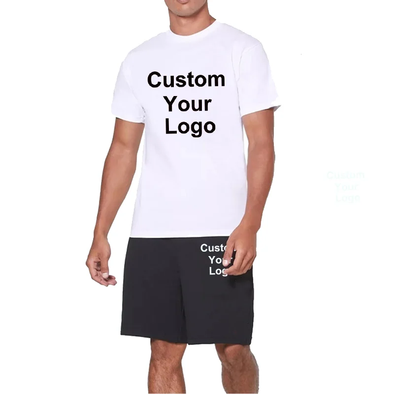

Customize Your Own Logo Two Pieces Sets For Men Short Sleeve Shirt Shorts And Tshirts Set 2 Pcs Cotton Sportswear Customization