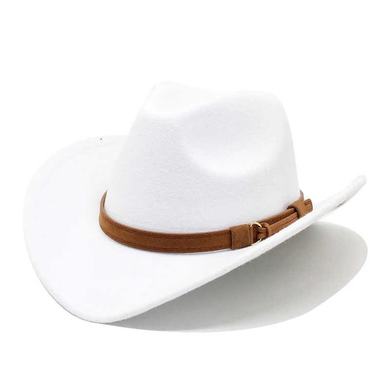 

Wide Brim Hat Women Western Cowboy Hat For Men Gentleman Panama Jazz Fedora Hat With Leather Cloche Church Sombrero Dropshipping