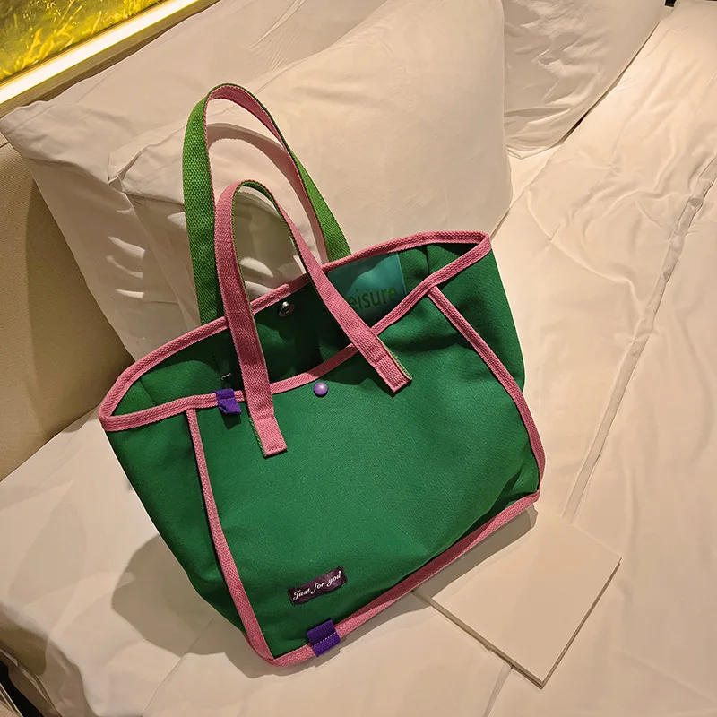 

Large Capacity Canvas Travel Tote Bag For Women Handbag Purse 2023 New Fashion Simple Shopping Package Ins Tide Shoulder Bag