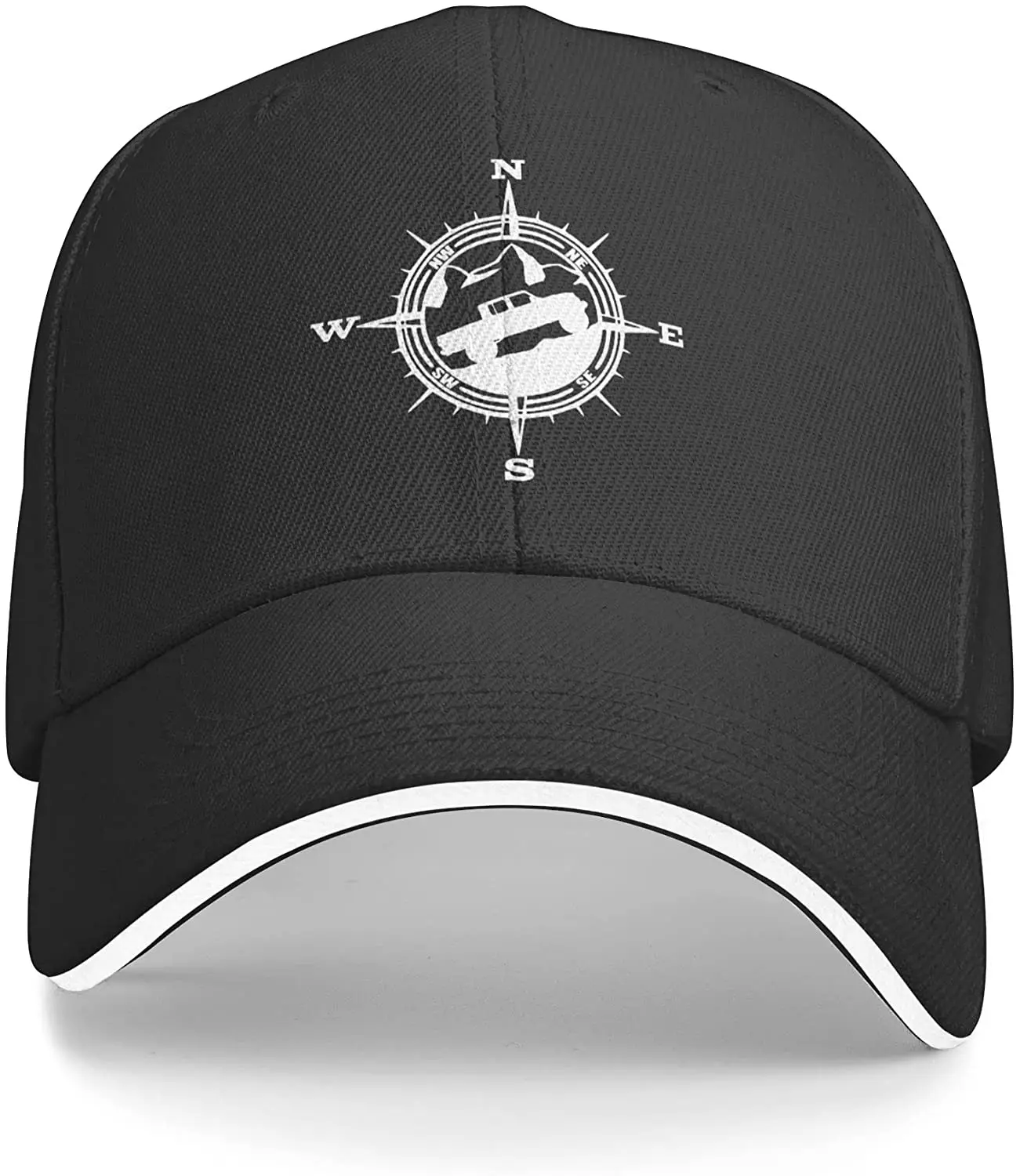 

Funny Compass Vintage Baseball Cap, Adjustable Outdoors Compass Hat Distressed Retro Denim Washed for Men Women