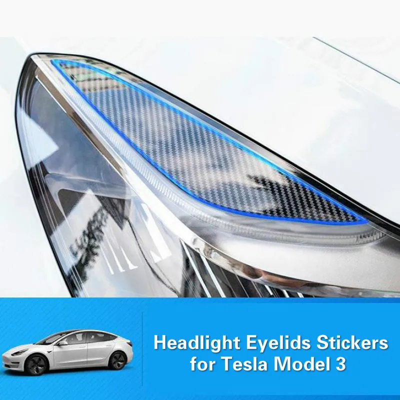 

Carbon Fiber Car Front Head Light Lamp Cover For Tesla Model 3 Accessories Headlamp Eyebrows Eyelids Trim Car Styling Decoration