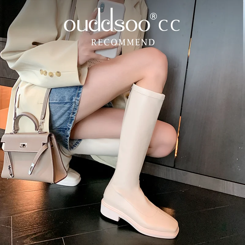 Ods/высокие сапоги из мягкой натуральной кожи на платформе Новинка Женские