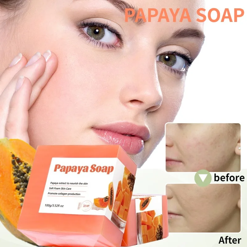 Jabón blanqueador de piel a base de Papaya, barra de limpieza de...