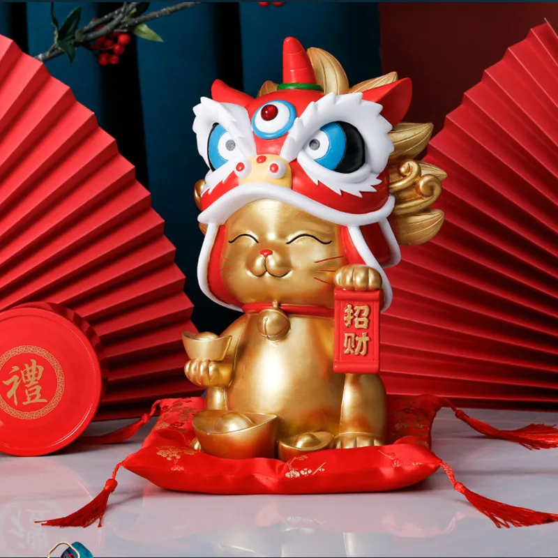 Запретный город танец льва Lucky Cat Домашний декор из смолы Подарки на открытие