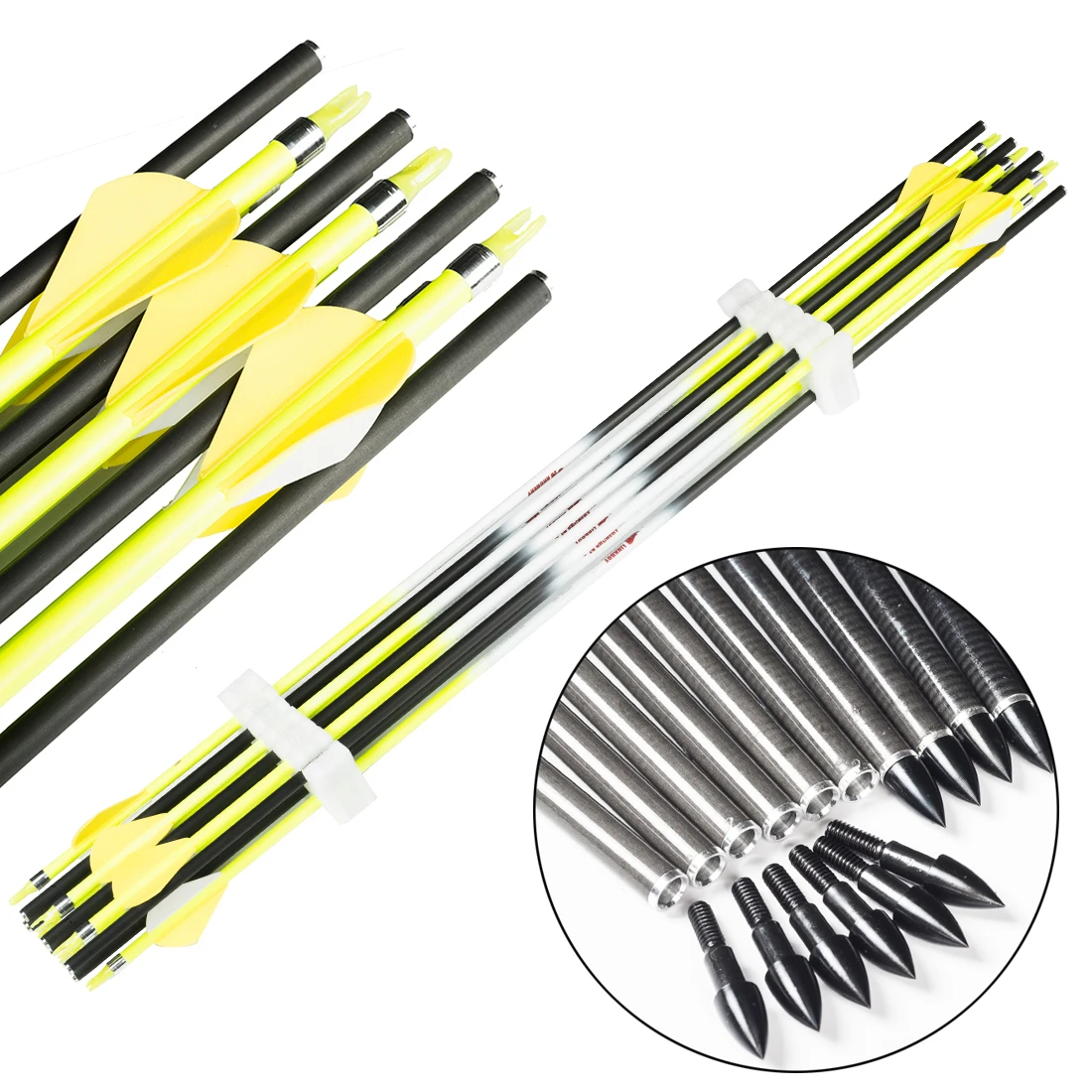Linkboy Archery Carbon Arrows Spine 300-800 2inch Plastic Vanes Compound Bow Hunting Shooting 12pcs