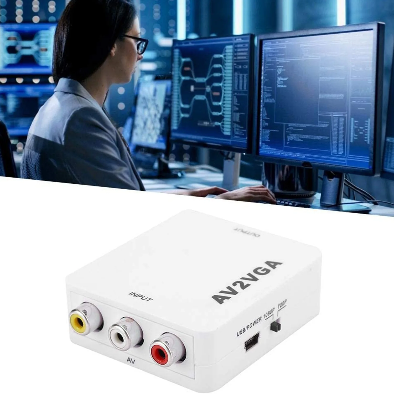 Видеоконвертер Mini HD AV2VGA с преобразователем аудио AV в VGA 3 5 мм для ПК ТВ Компьютер