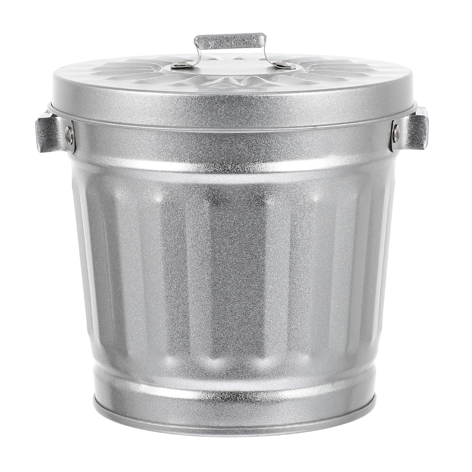 

Trash Bin Waste Can Desktop Container Garbage Desk Outdoors Containers Countertop Galvanized Basket Tiny Littlefor Poop Dog Lid