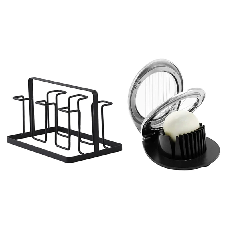

6 Glass Cups Stand Holder Drying Shelf Kitchen Water Cup Rack With Egg Slicer, Egg Slicer For Hard Boiled Eggs