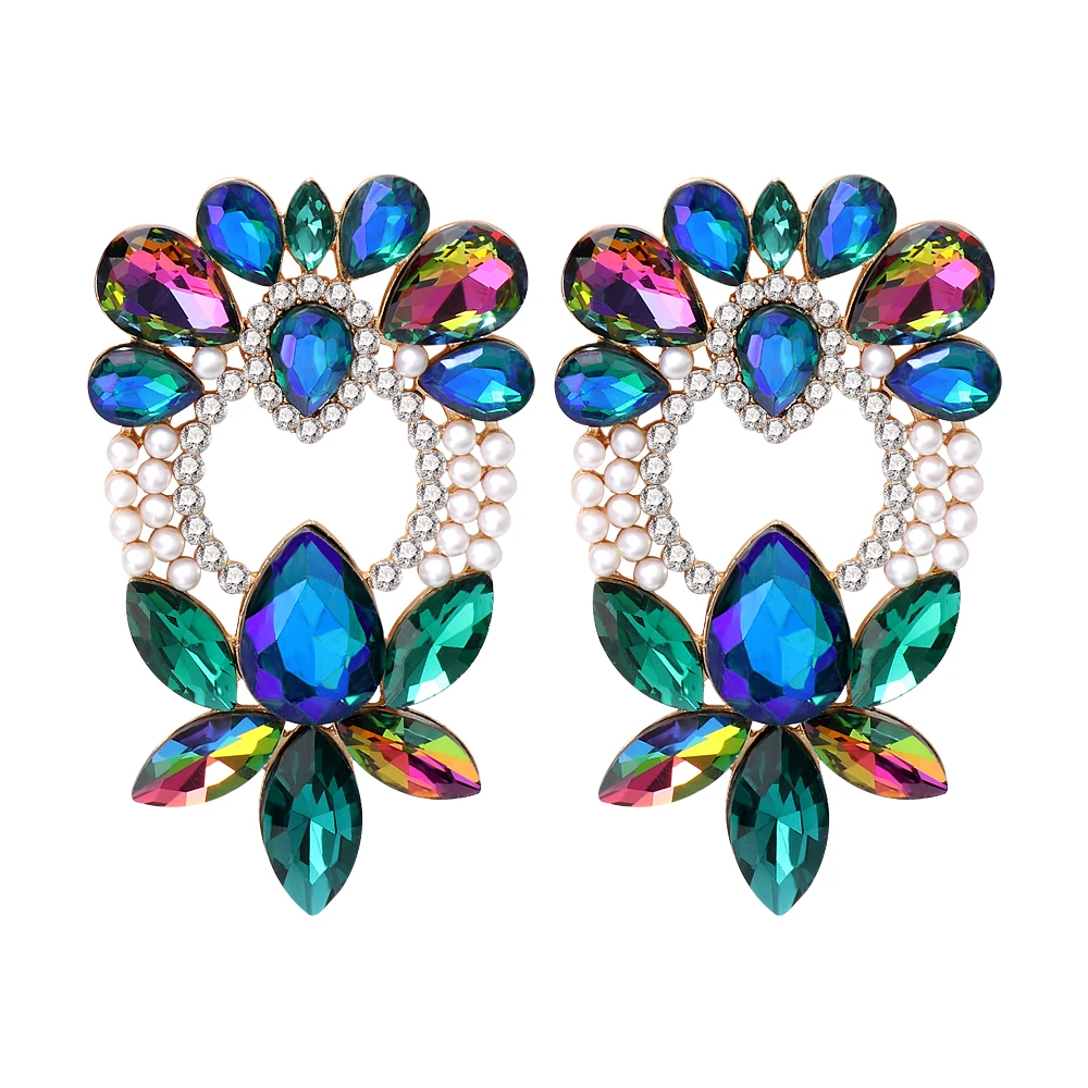 

FASHIONSNOOPS High-Quality Blue Water Drop Rhinestones Dangle Earrings for Women Europe Style Statement Jewelry 2022 Trend New