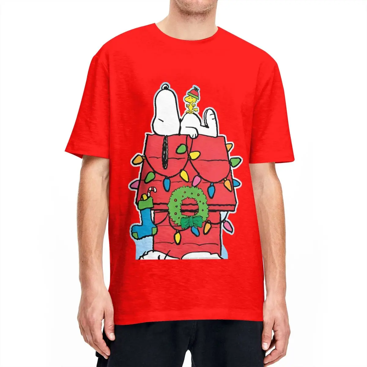 Мужская футболка рождественские футболки с рисунком Снупи модные летние Вудсток