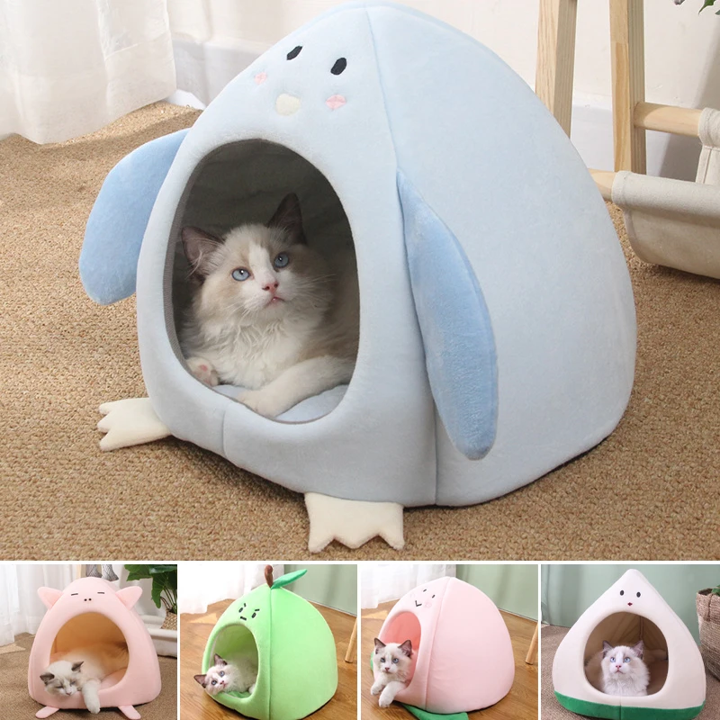 

Warm comfort Cat Bed Pet Basket Lounger Kitten House Mat Small Dogs Cave Tent Cute Soft Cushion Washable Cats House Beds