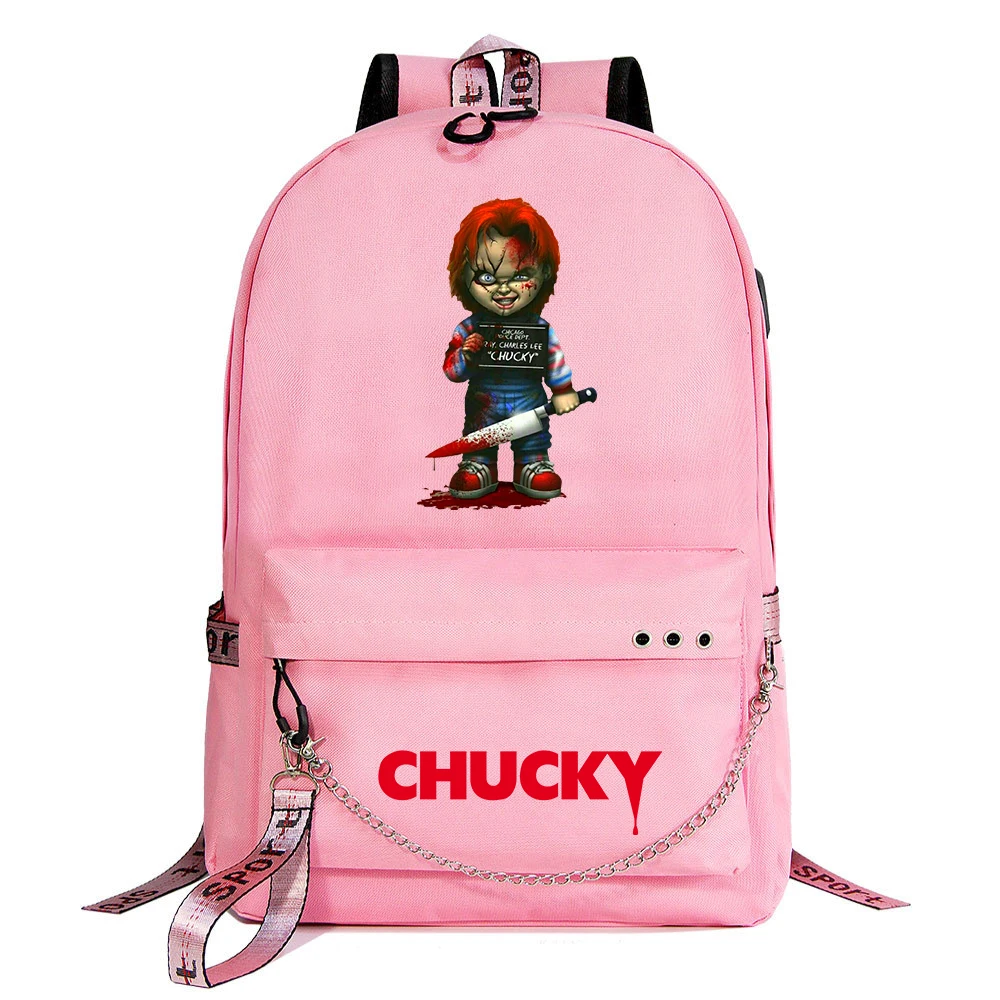 Horror Movie Child's Play Chucky Backpack Students School Bag Women Men Causal Travel Laptop Backpack with Charging USB Teenager