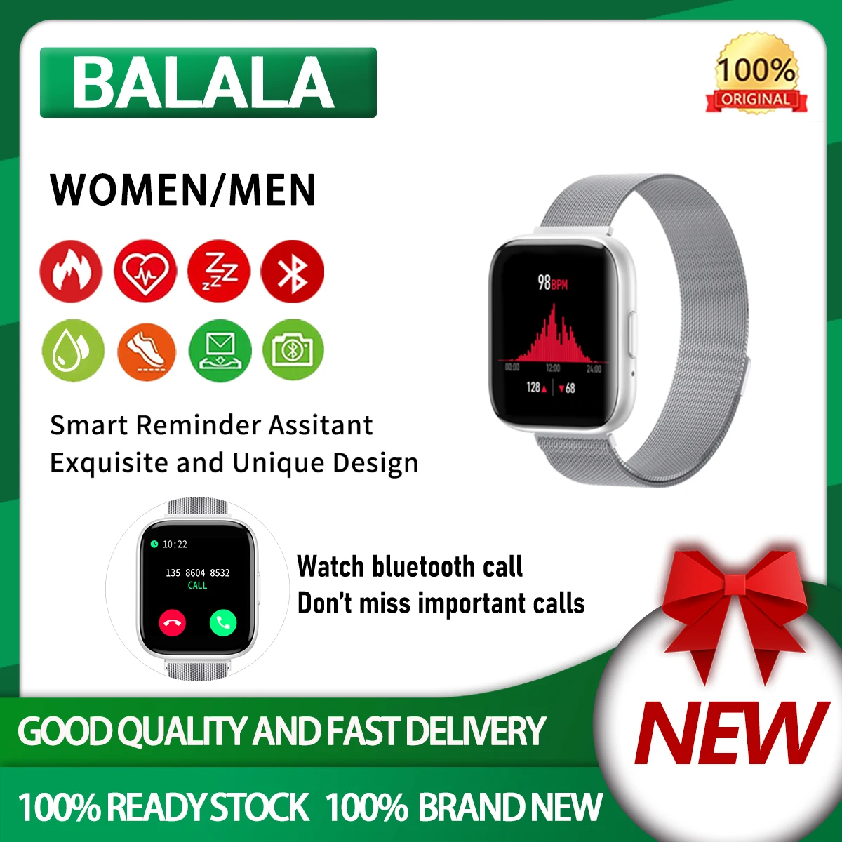 

Fashion Sports Smart Watch Waterproof Bracelet Heart Rate Monitoring