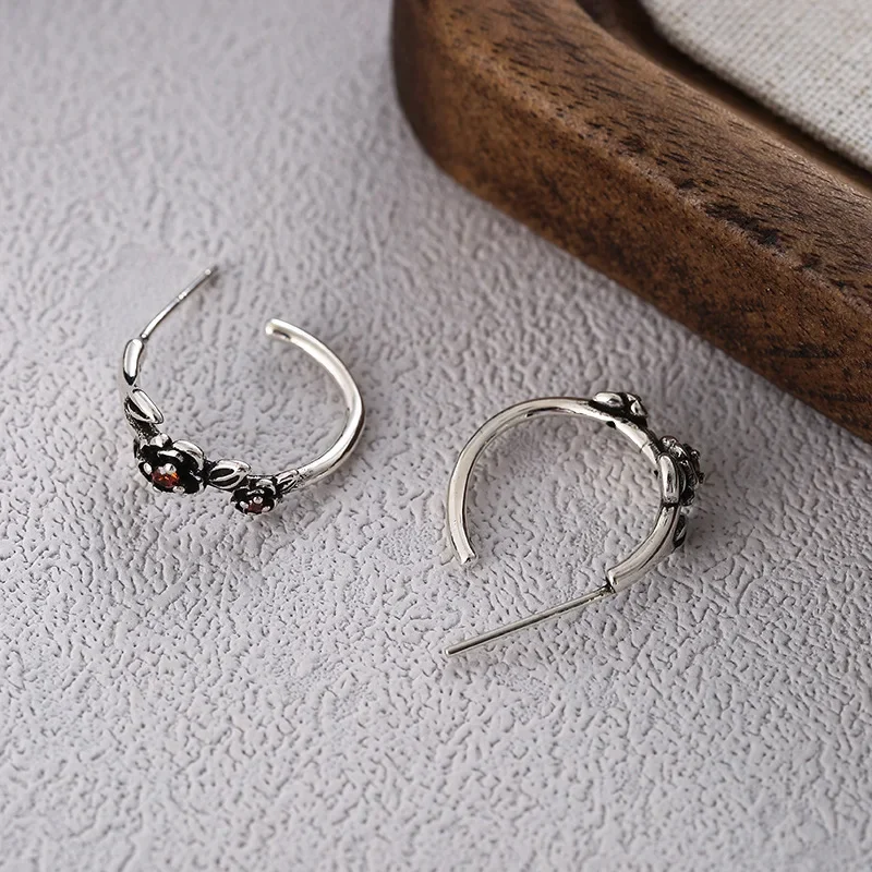 Женские серьги с 3D розами гибкие полукруглые в форме буквы C элегантные