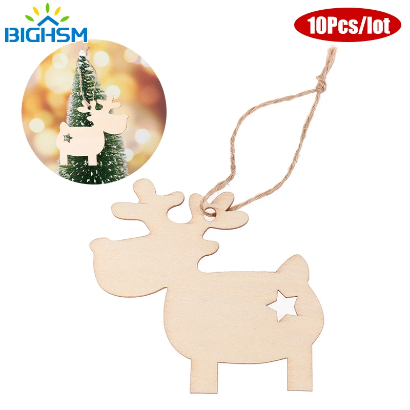 

10 шт. необработанный деревянный олень, рождественские олени, заготовки для рукоделия, Подарочные бирки, Рождественское украшение для елки, рождественское оформление