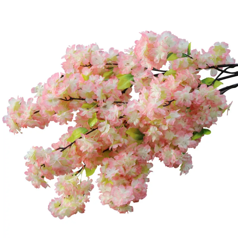 

Simulated cherry blossom branch wedding arch decoration cherry tree green leaf false flower vine plastic silk flower