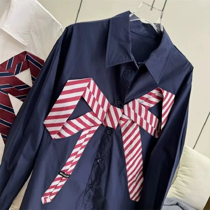 Женская хлопковая блузка с длинным рукавом