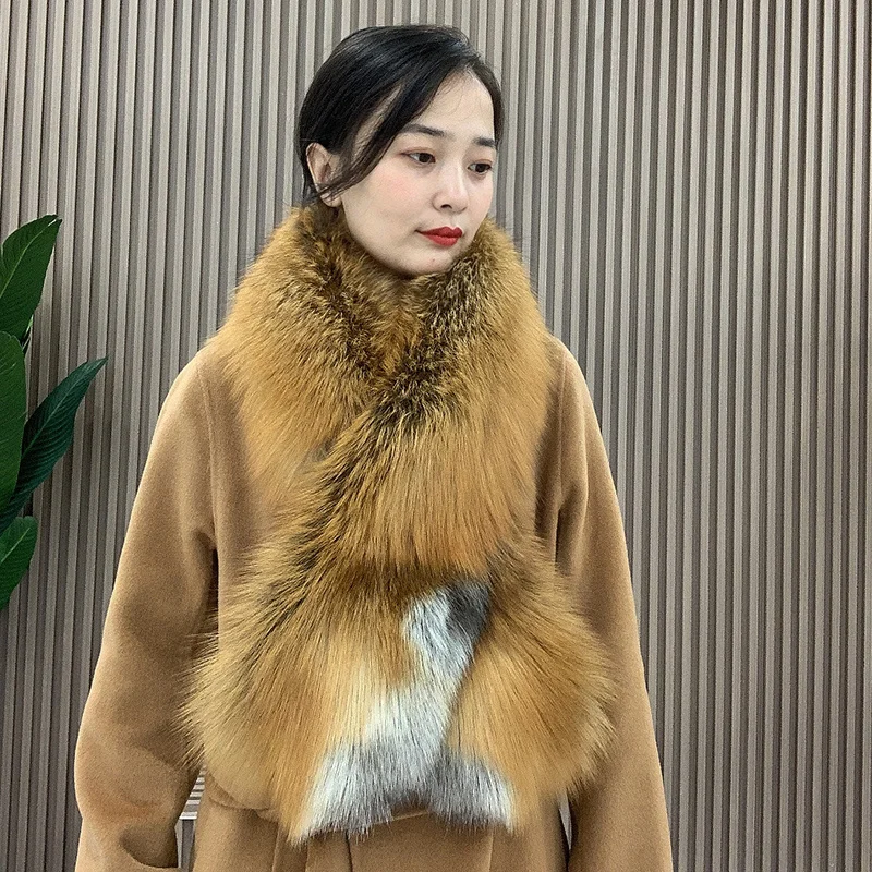 

Luxury Brand Whole Real Fox Fur Women Winter Thickened Warm Shawl Scarf Warm Fashion Wild Fox Fur Scarf