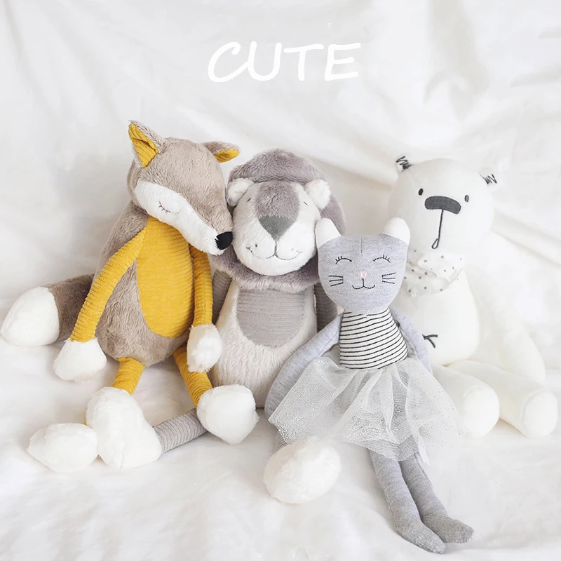 

Cute Soft Lion Fox Bear Cat Toy Long Leg Baby Cuddly Doll Stuffed Cartoon Animals Kids Appease Toys Children Gift
