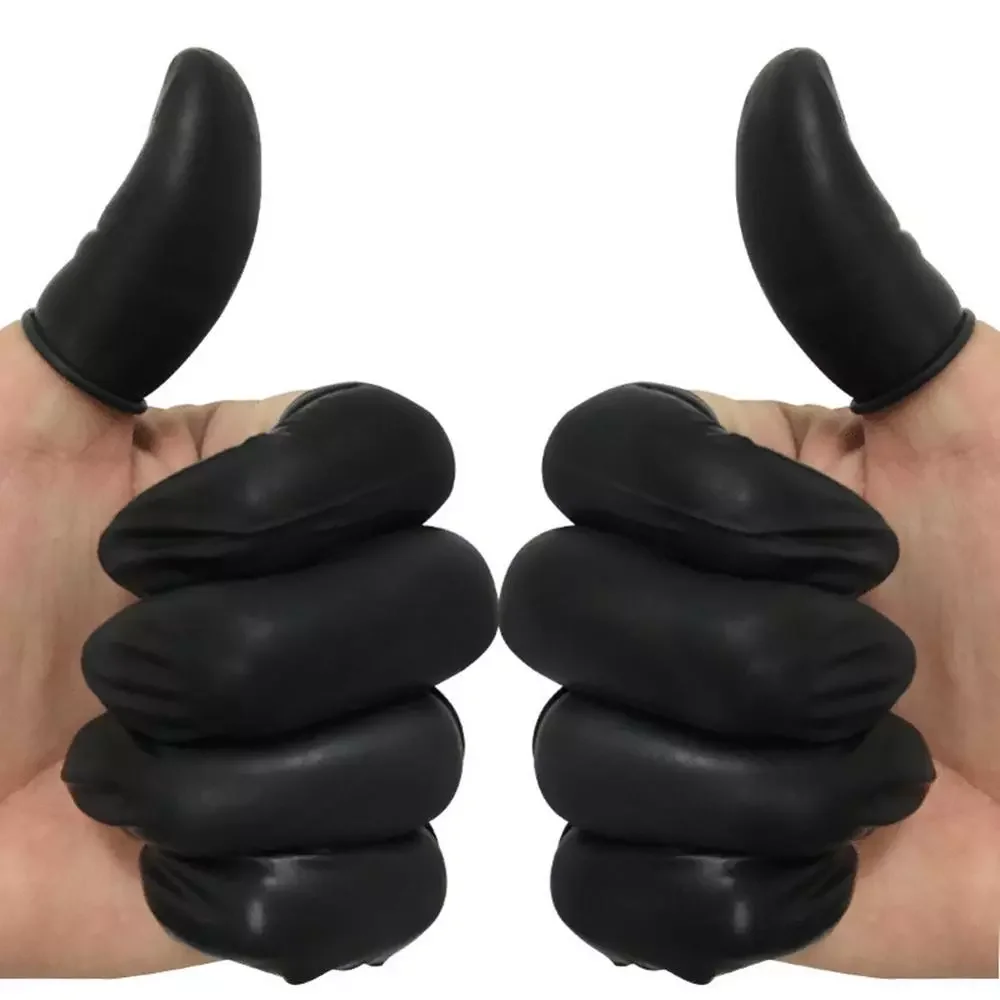 

pcs Disposable Fingertips Protector Gloves Rubber Non-slip Finger Cover Cots Black Durable Tool Workplace Safety Supplies FC