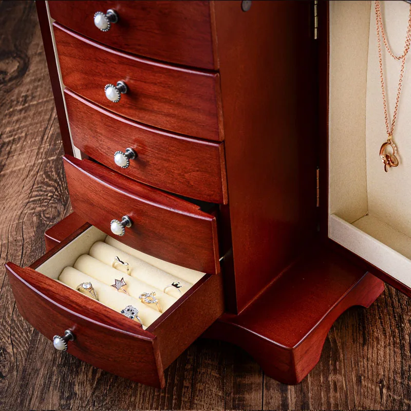 Solid Wood Jewelry Box Multi-layer Drawer Large Capacity Jewelry Box Home Jewelry Retro Women Jewelry Collection