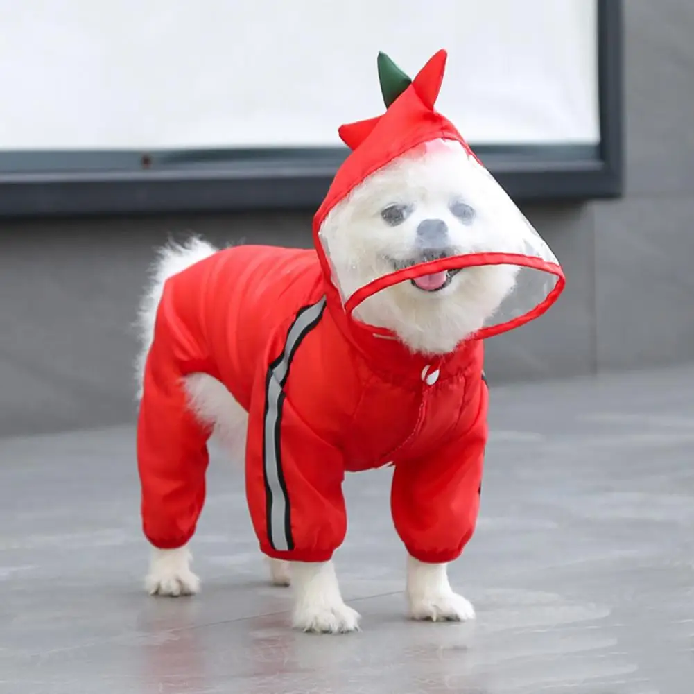 

Pet Jumpsuit Useful Accessory Breathable Dog Rain Clothes with Poncho Hood for Rainy Day Dog Raincoat Dog Hooded Raincoat