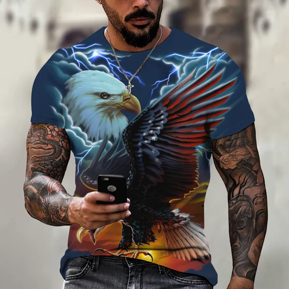 

Animal T-shirt For Men's Tees Tops Eagle Graphic 3D Printing T Shirt Summer Short Sleeve Tees Harajuku Oversized Men's Clothing