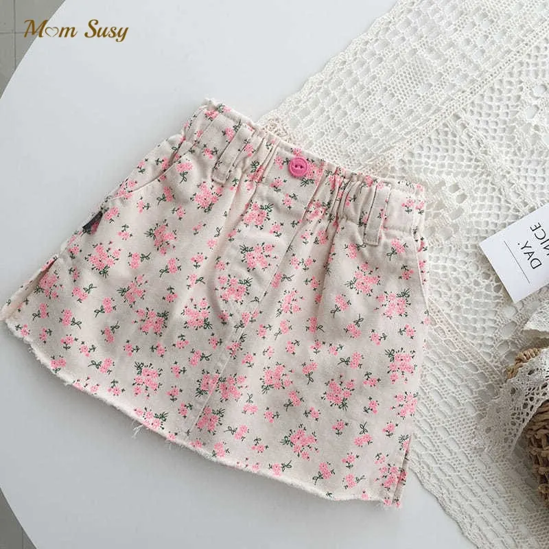 

Fashion Baby Girl Jean Short Skirt Floral Print Infant Toddler Child Cotton Denim Skirt Spring Autumn Summer Baby Clothes 1-7Y