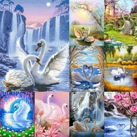 beautiful swan mosaic art painting animals diamond painting full drills 5d diy paint handmade arts and crafts kit for adult