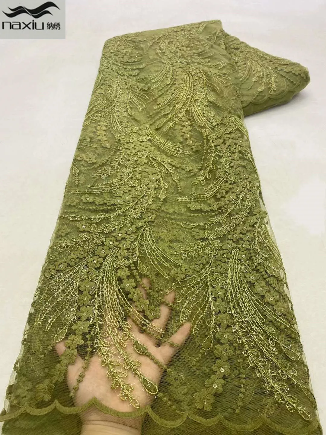 

Африканская кружевная ткань Madison с блестками, 2022 вышитые нигерийские кружева, ткань высокого качества, французская кружевная ткань для свад...
