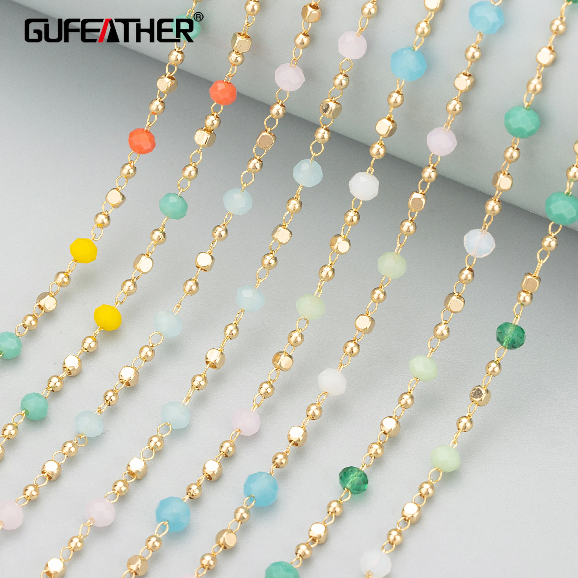 

GUFEATHER C332,chain,18k gold plated,copper,natural stone,nickel free,jewelry making findings,diy bracelet necklace,1m/lot
